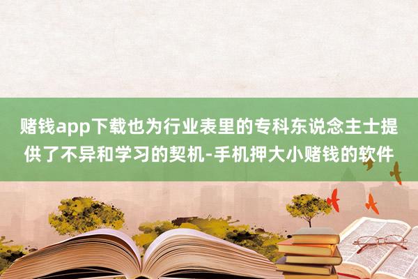 赌钱app下载也为行业表里的专科东说念主士提供了不异和学习的契机-手机押大小赌钱的软件