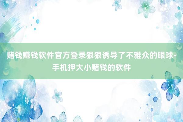 赌钱赚钱软件官方登录狠狠诱导了不雅众的眼球-手机押大小赌钱的软件