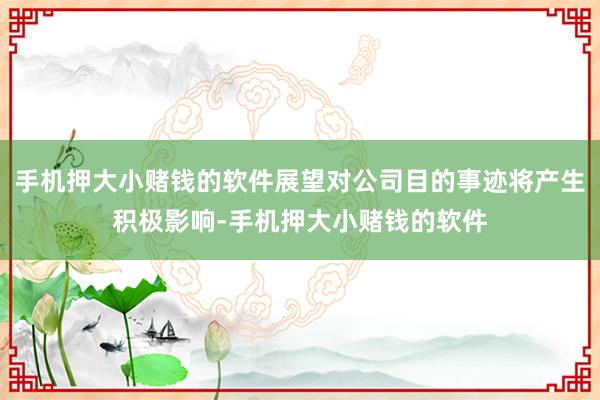 手机押大小赌钱的软件展望对公司目的事迹将产生积极影响-手机押大小赌钱的软件