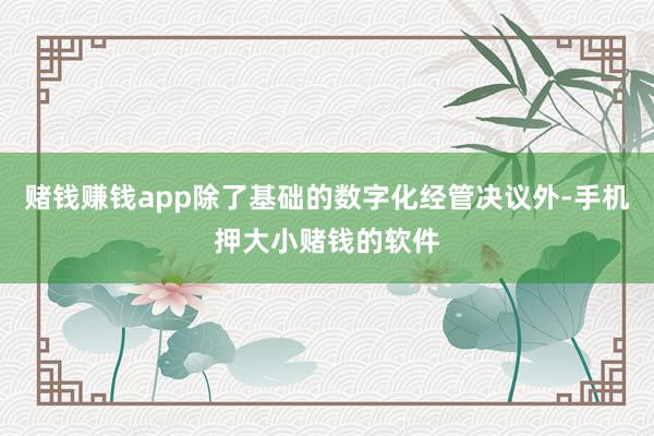 赌钱赚钱app除了基础的数字化经管决议外-手机押大小赌钱的软件