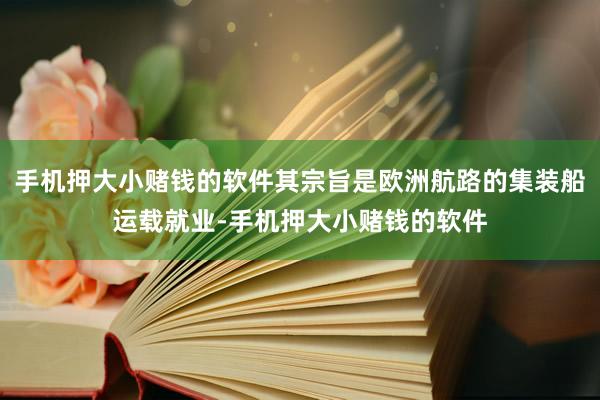 手机押大小赌钱的软件其宗旨是欧洲航路的集装船运载就业-手机押大小赌钱的软件