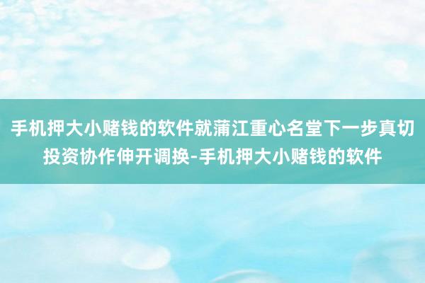 手机押大小赌钱的软件就蒲江重心名堂下一步真切投资协作伸开调换-手机押大小赌钱的软件