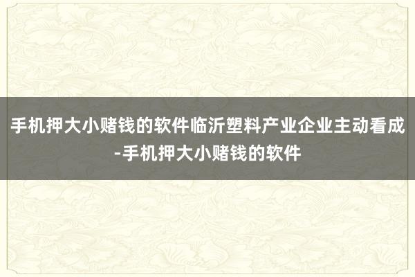 手机押大小赌钱的软件临沂塑料产业企业主动看成-手机押大小赌钱的软件