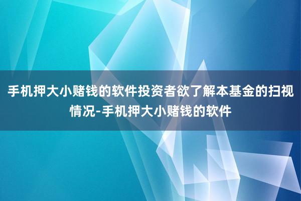 手机押大小赌钱的软件投资者欲了解本基金的扫视情况-手机押大小赌钱的软件